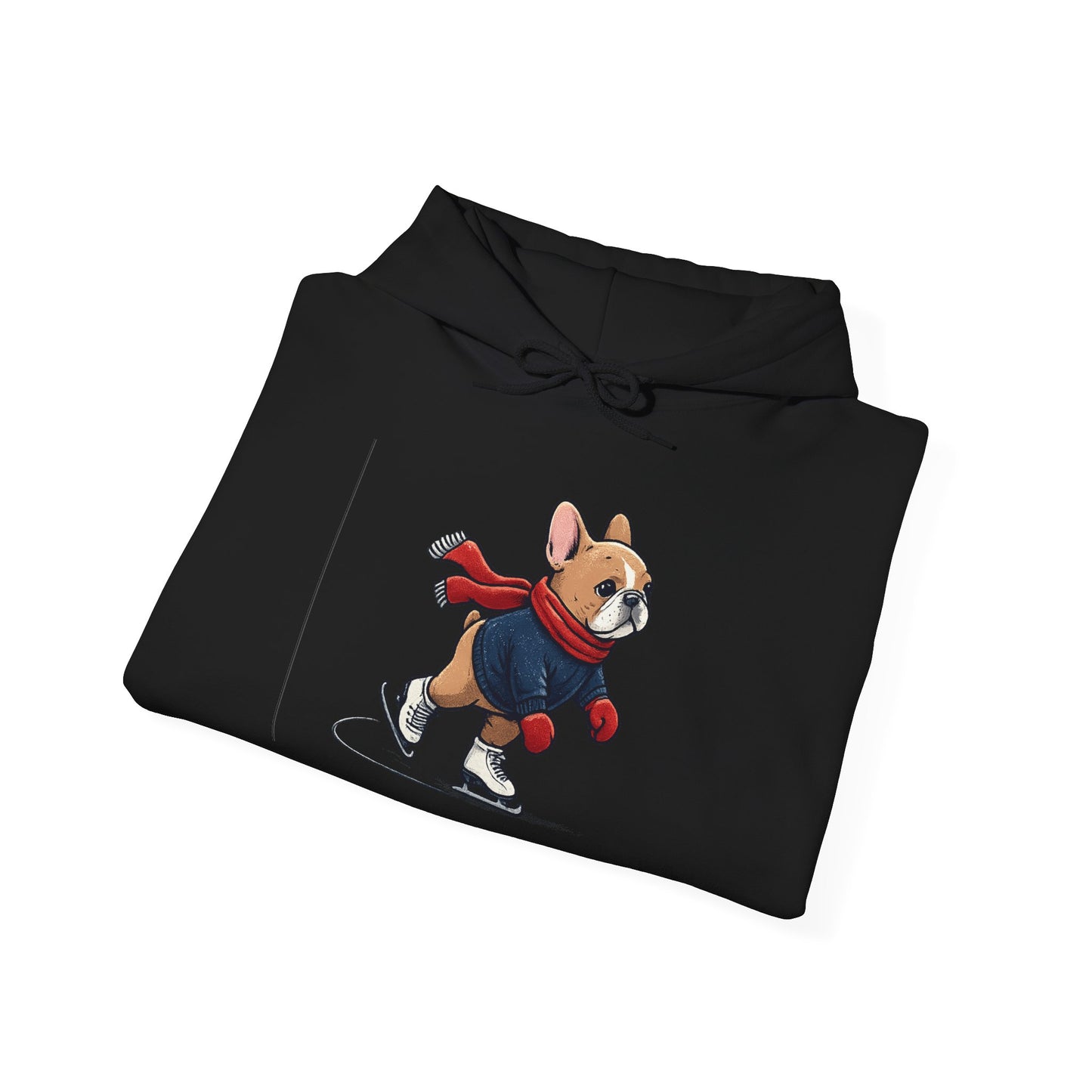 Ice Skating Frenchie Hoodie – Cute Winter French Bulldog Sweatshirt, Holiday Dog Lover Gift, Cozy Skating Pup Hoodie, Frenchie Christmas Hoodie