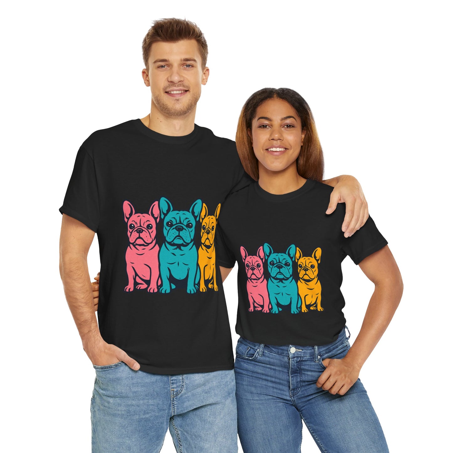 Pop Art French Bulldog T-Shirt | Colorful Frenchie Graphic Tee | Retro Dog Lover Shirt | Bright 80s Style Pet Gift | Fun Unisex Dog Mom Shirt