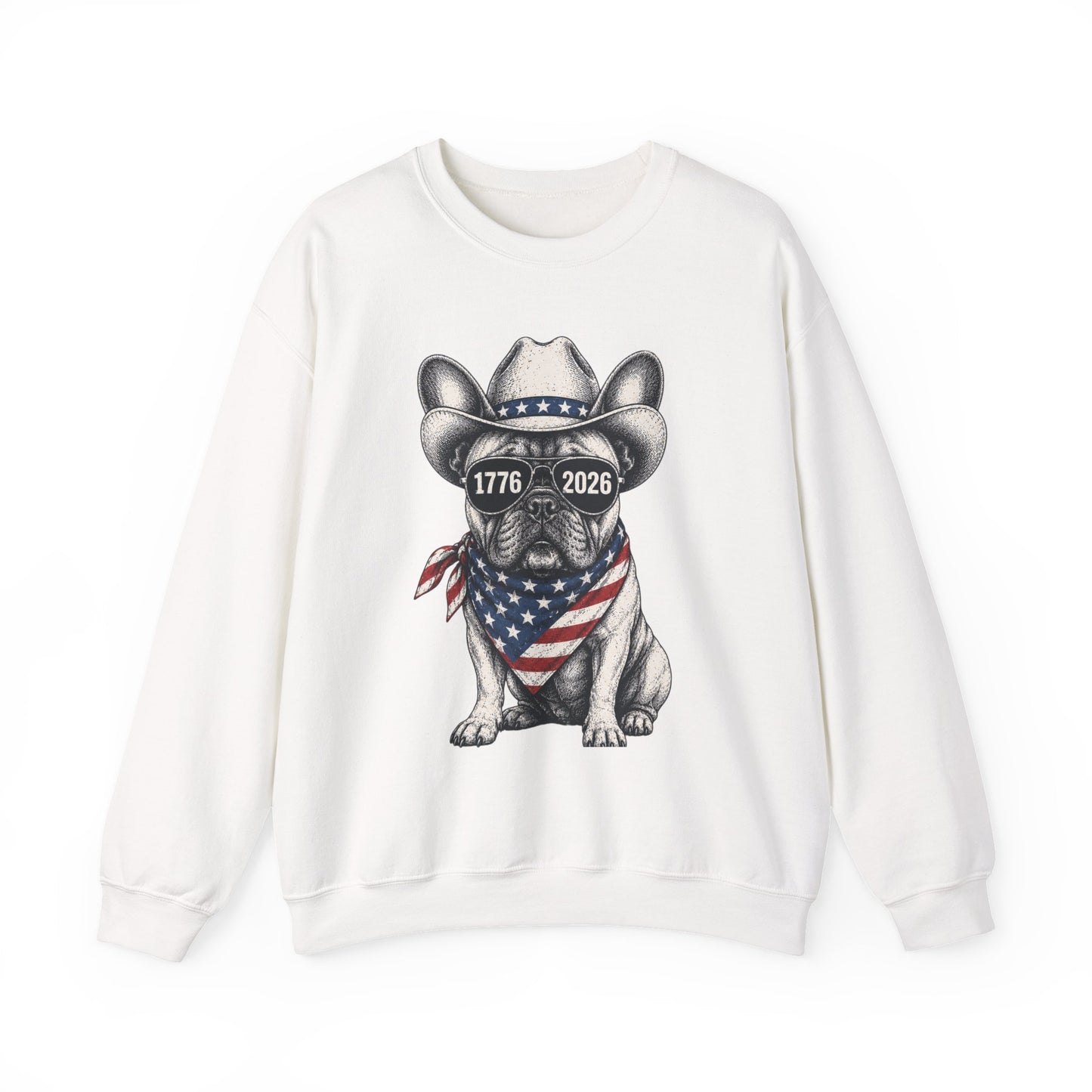 America 250 French Bulldog Sweatshirt, Patriotic Frenchie Crewneck, 1776 2026 USA Anniversary Sweatshirt, Fourth of July Dog Lover Gift
