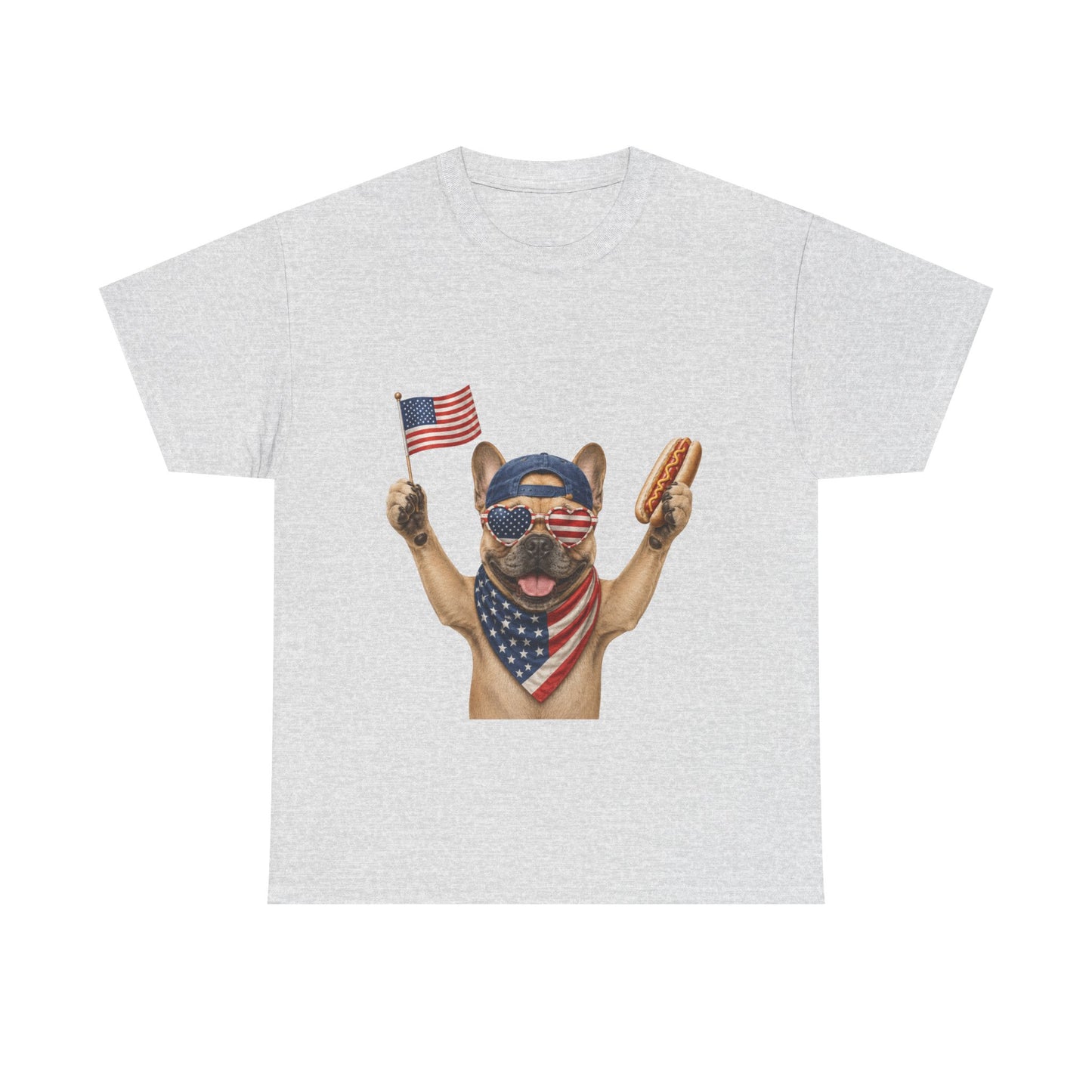 Patriotic French Bulldog Shirt, Funny Frenchie 4th of July Tee, American Flag Dog Shirt, Hot Dog French Bulldog Gift, USA Dog Lover Shirt
