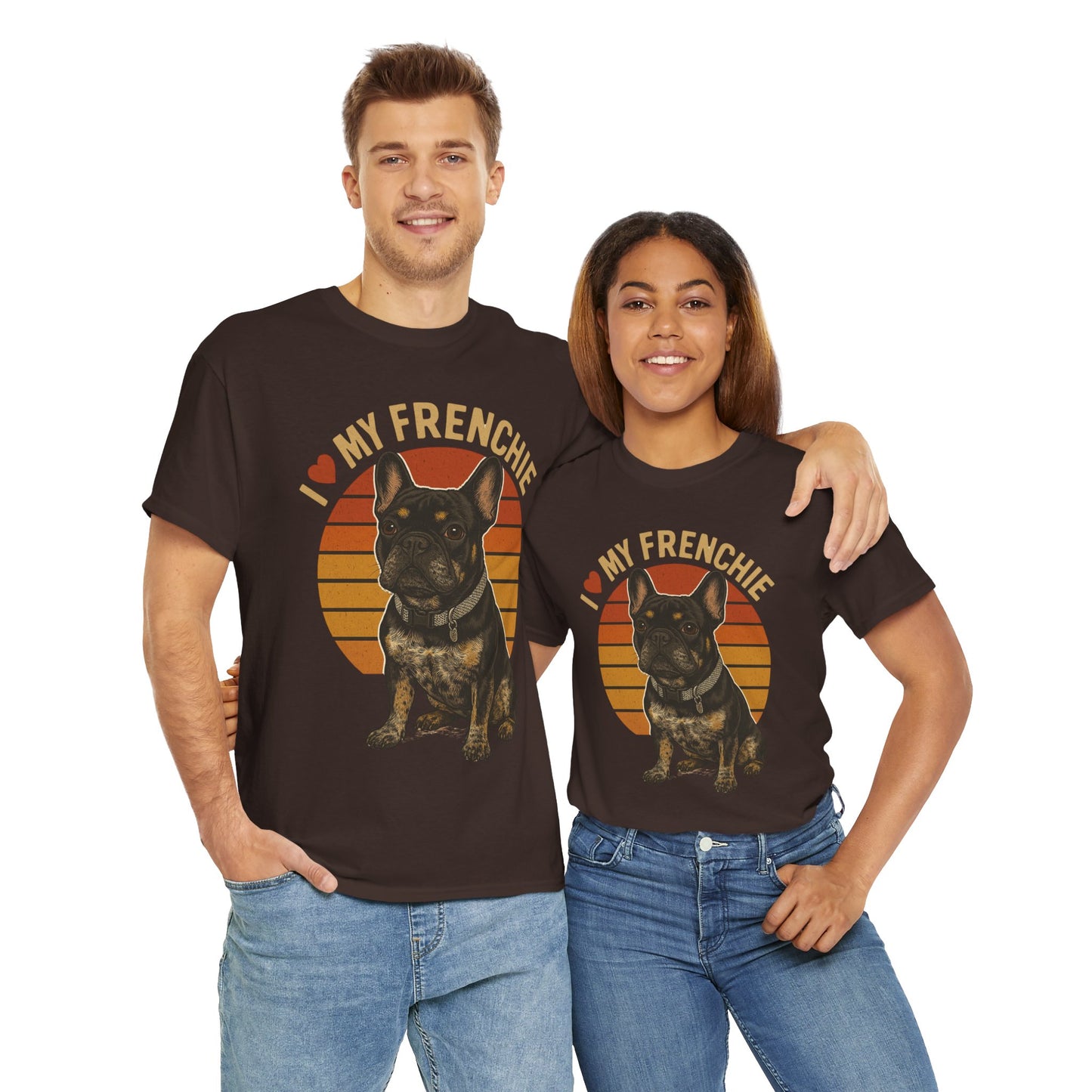 I Love My Frenchie T-Shirt | Retro French Bulldog Tee | Black & Tan Frenchie Gift | Vintage Dog Lover Shirt for Frenchie Moms & Dads