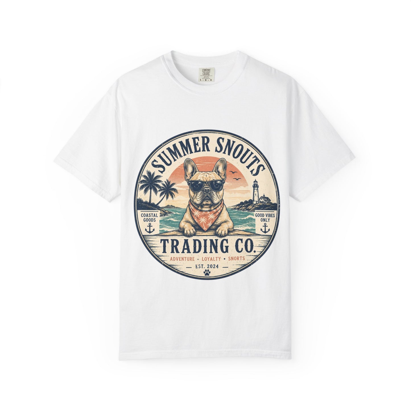 Summer Snouts Trading Co. T-Shirt — Vintage Beach French Bulldog Graphic Tee
