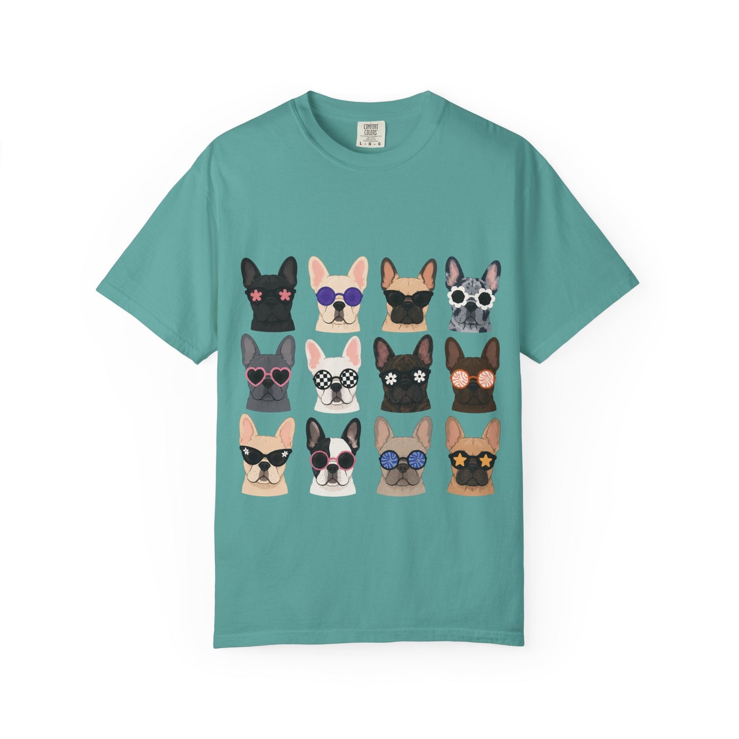 French Bulldog Sunglasses Shirt, Frenchie Faces Tee, Cute French Bulldog Shirt, Colorful Frenchie Dog Lover Gift, Dog Mom Graphic Tee