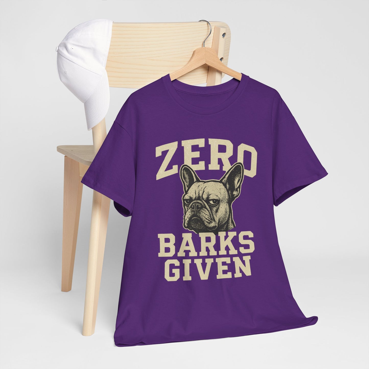 Zero Barks Given Frenchie T-Shirt – Funny French Bulldog Tee, Grumpy Dog Humor Shirt, Frenchie Lover Gift, Dog Mom Graphic Tee, Vintage Style Dog Shirt