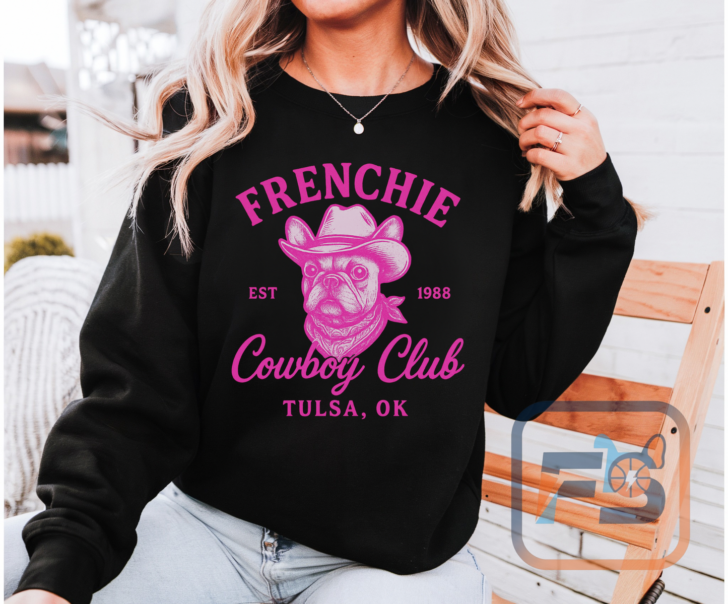 French Bulldog Cowboy Club Pullover | Vintage Western Frenchie Sweatshirt | Cute Dog Lover Gift | Unisex Frenchie Cowboy Sweater