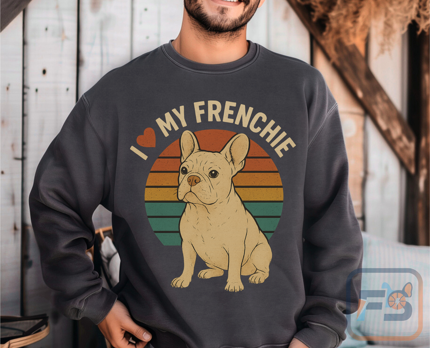 Retro Cream French Bulldog Pullover | Vintage Frenchie Sweatshirt | Cute Dog Lover Gift | Unisex Cozy French Bulldog Sweater