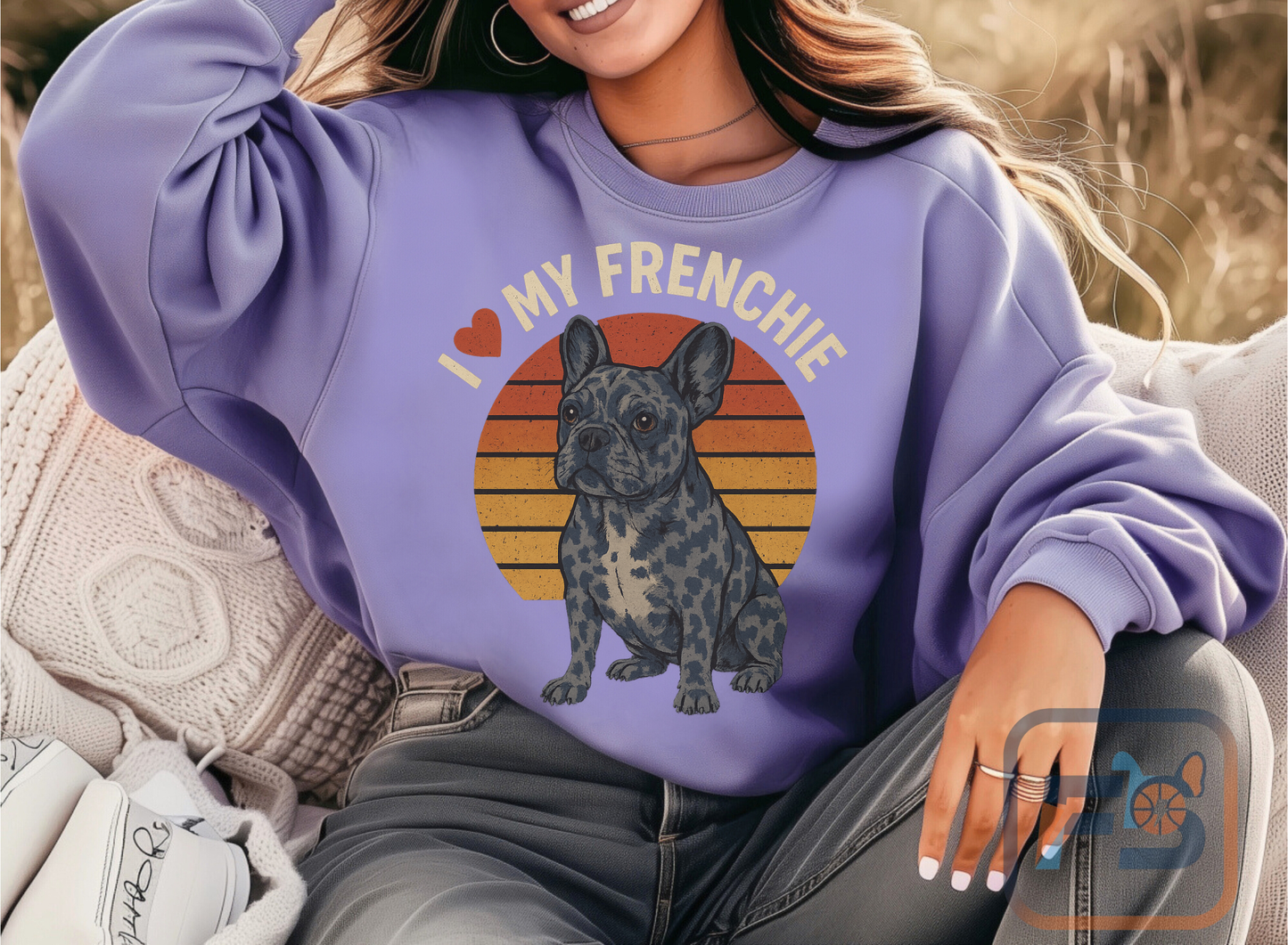 Retro Merle French Bulldog Pullover | Vintage Frenchie Sweatshirt | Cute Dog Lover Gift | Unisex Cozy French Bulldog Sweater