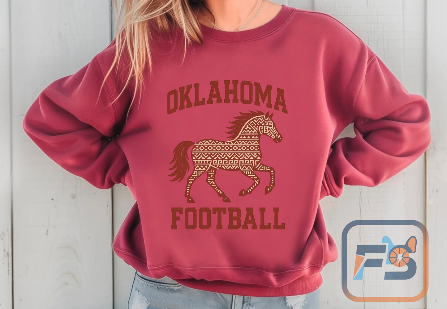 Oklahoma Football Sweatshirt | Western Horse Inspired Pullover | Rustic Game Day Crewneck | Cowboy Oklahoma Graphic Sweater