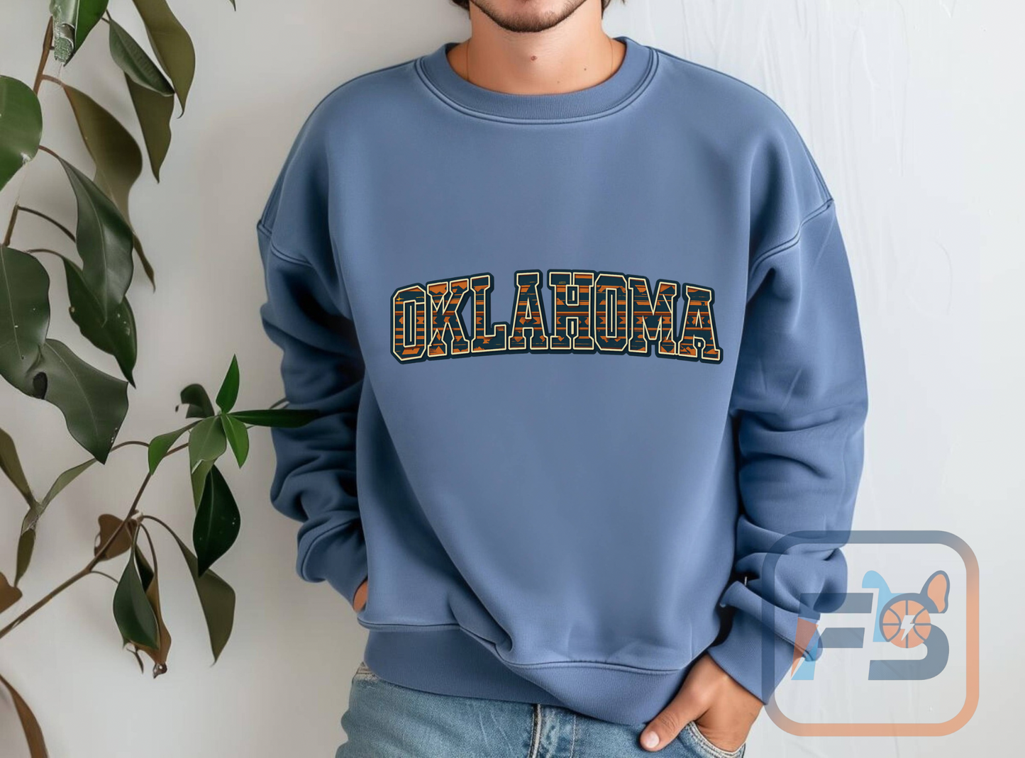 Tribal Print Oklahoma Sweatshirt | Western Aztec Pullover | Rustic State Pride Crewneck | Boho Country Graphic Sweater