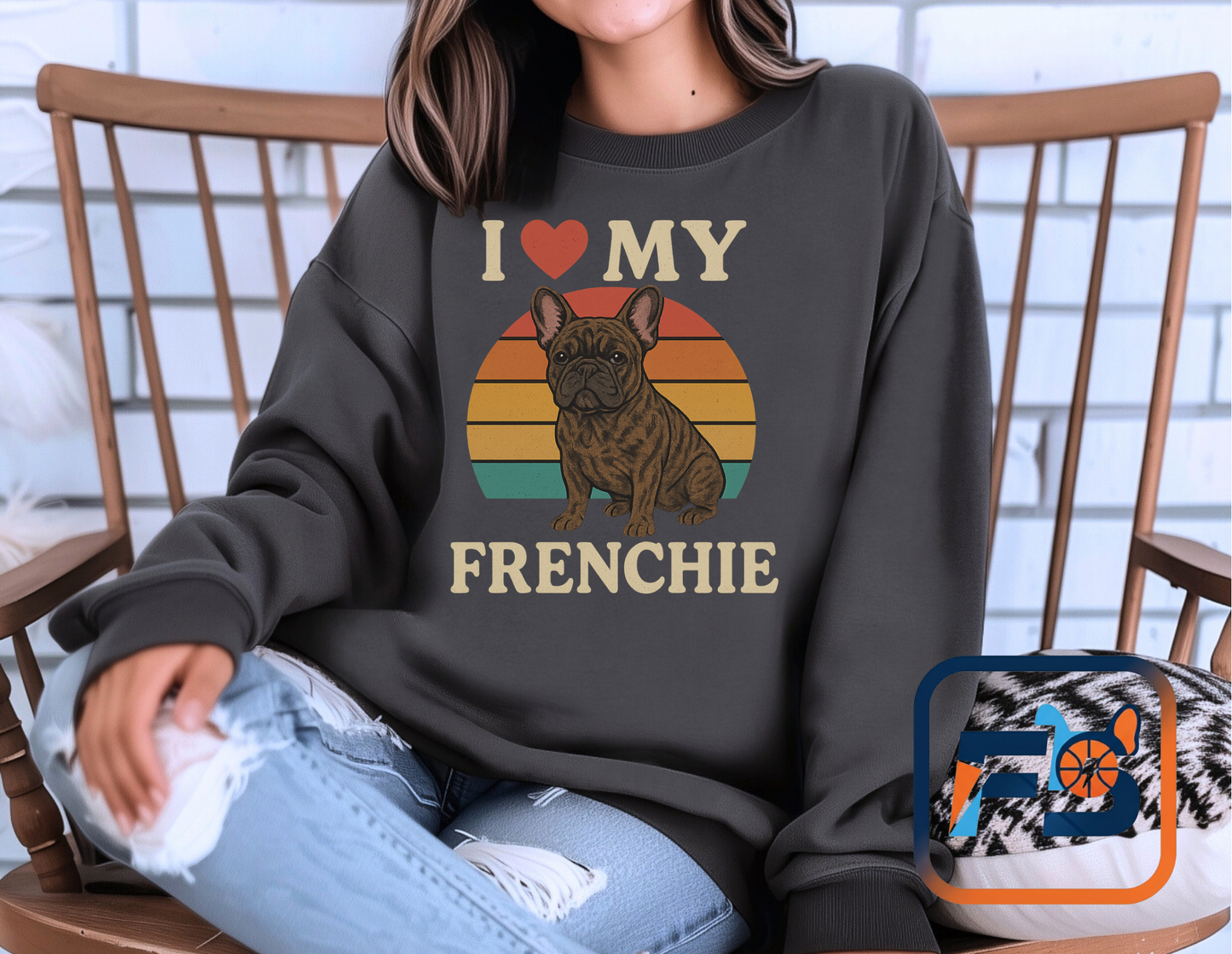 Retro Brindle French Bulldog Pullover | Vintage Frenchie Sweatshirt | Cute Dog Lover Gift | Unisex Cozy French Bulldog Sweater