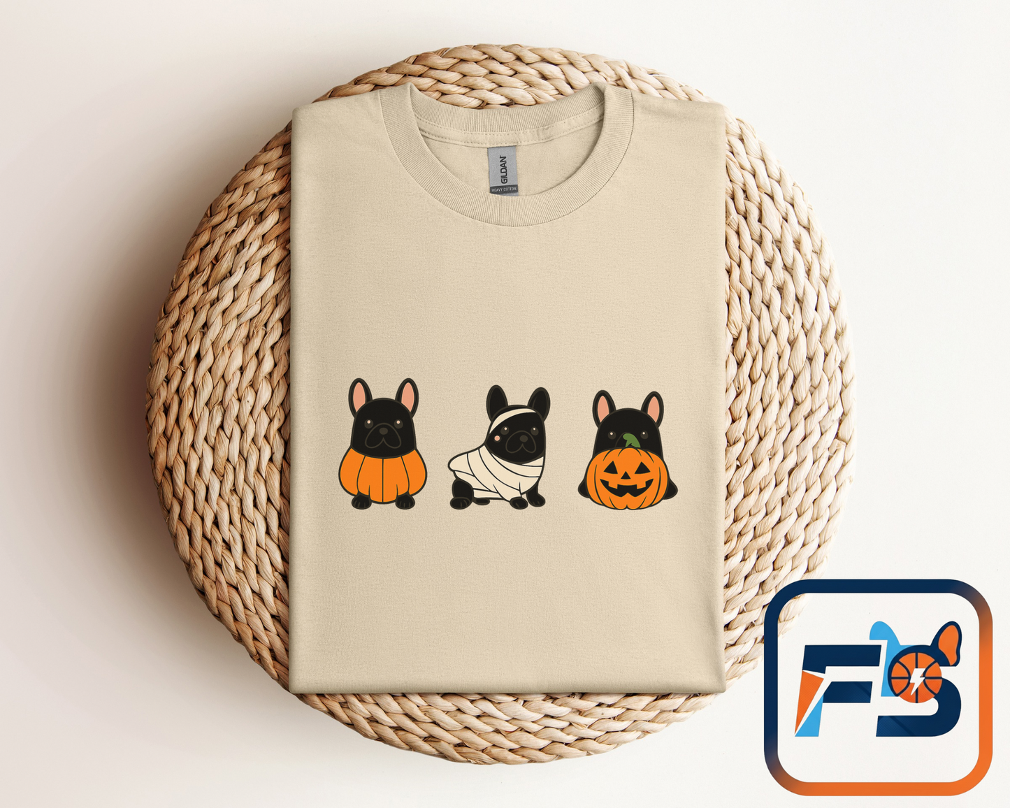 Pumpkin Frenchie T-Shirt | Fall French Bulldog Shirt | Cute Halloween Dog Lover Tee | Autumn Frenchie Graphic Tee for Her or Him