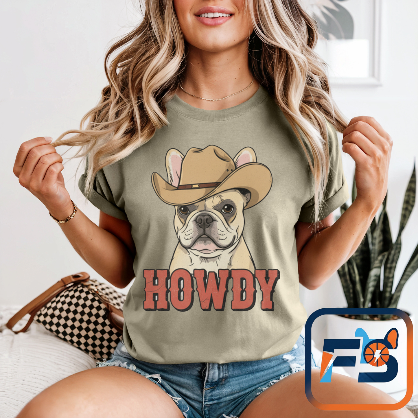 Howdy French Bulldog Cowboy T-Shirt | Western Frenchie Graphic Tee | Cute Dog Lover Country Shirt | Funny Gift for Him or Her