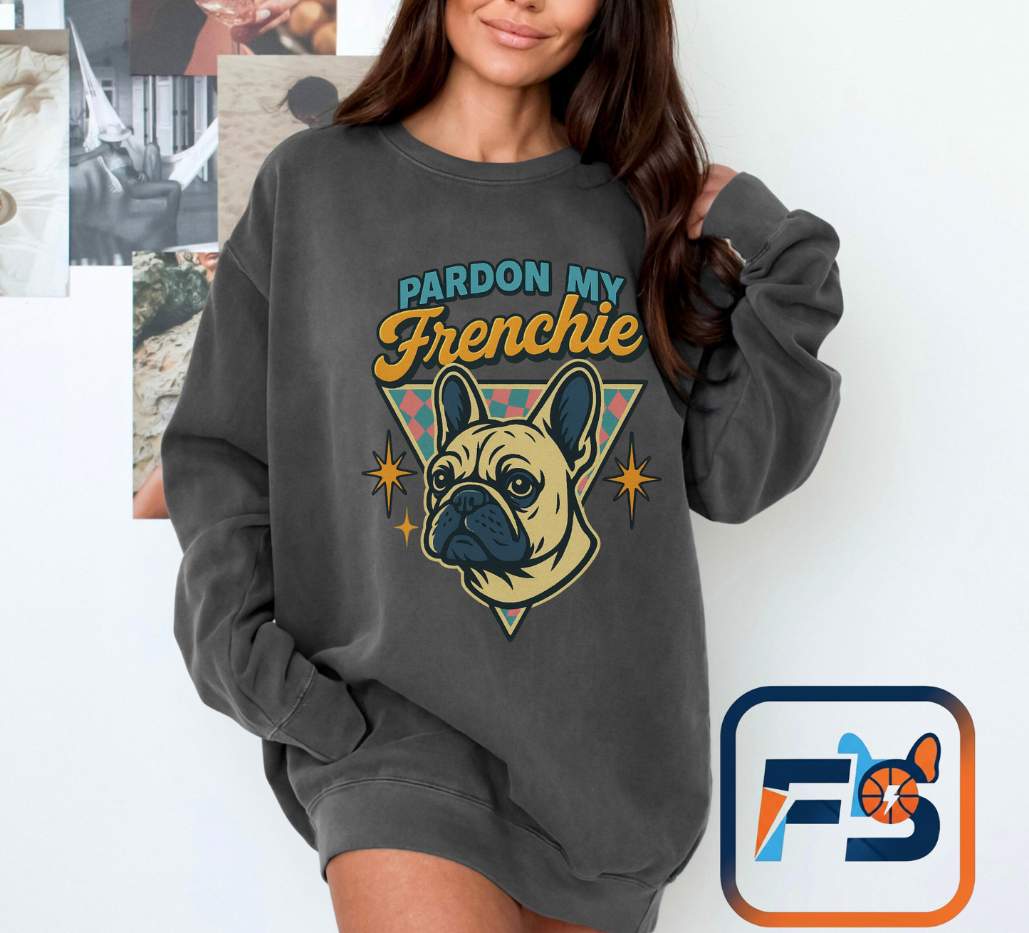Pardon My Frenchie Sweatshirt | Retro French Bulldog Pullover | Funny Dog Lover Crewneck | Vintage Graphic Frenchie Gift