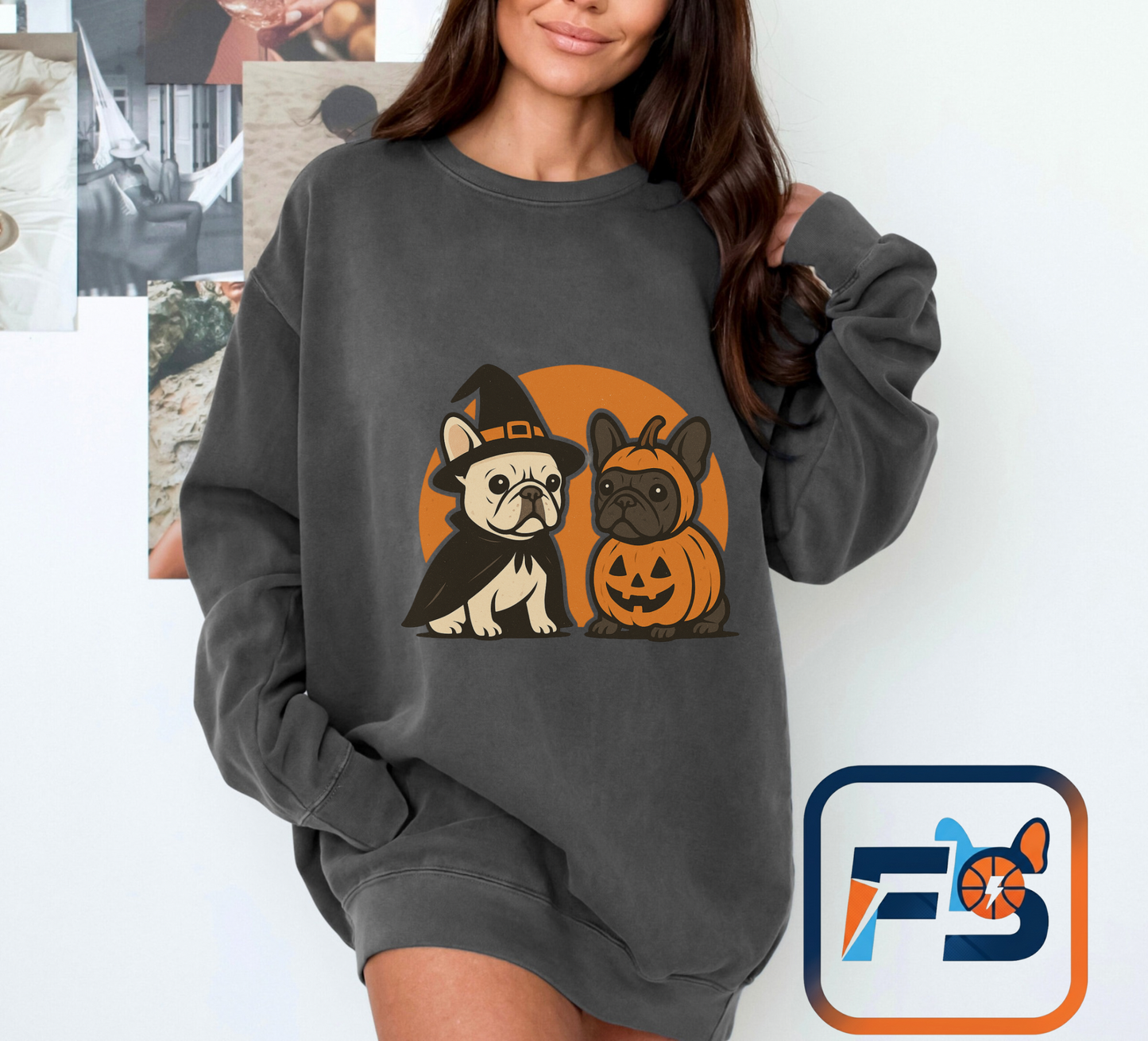 French Bulldog Halloween Sweatshirt | Spooky Frenchie Pullover | Witch Dog Lover Crewneck | Cute Pumpkin Fall Sweater