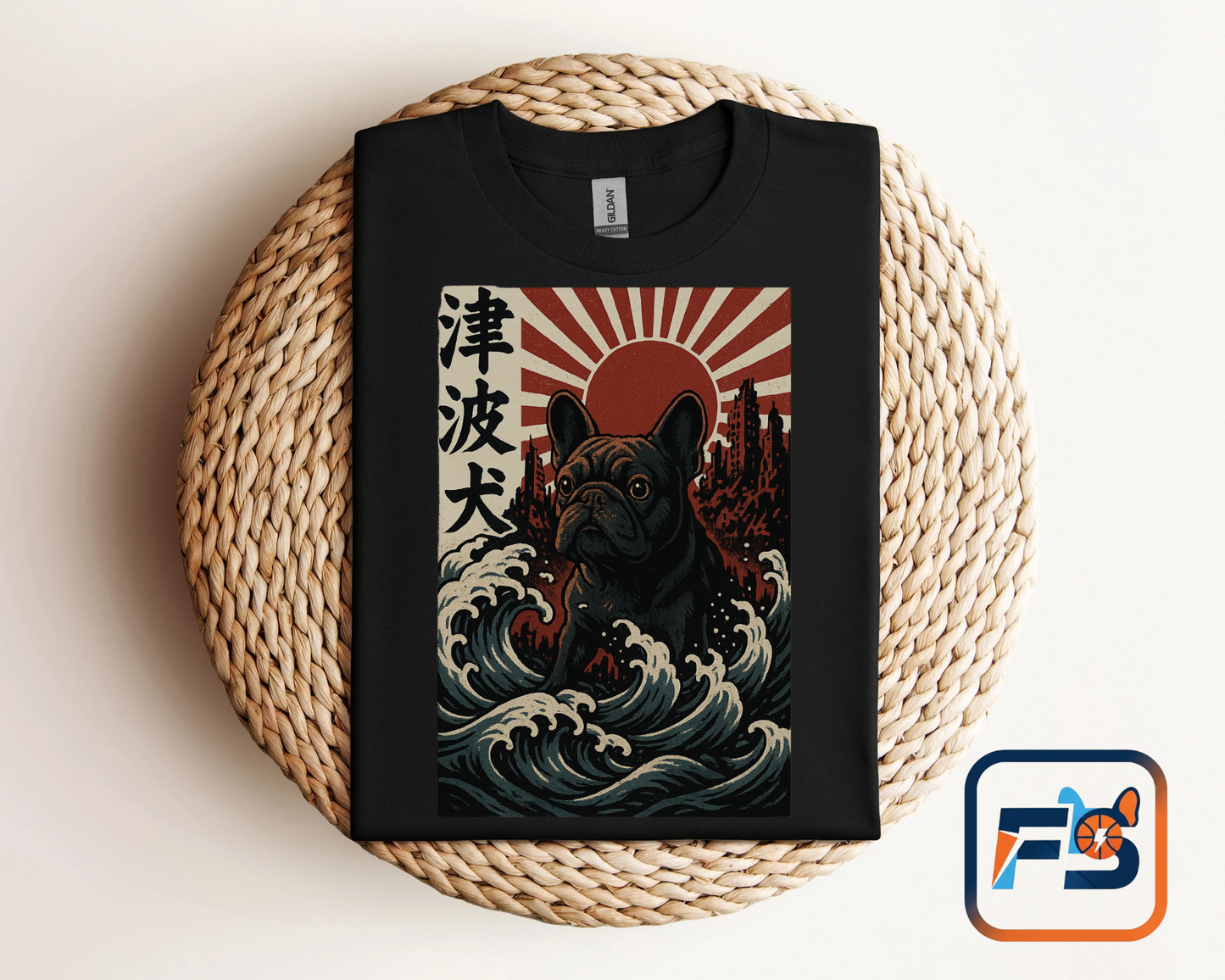 French Bulldogzilla T-shirt | Japanese Wave Frenchie Pullover | Retro Kaiju Dog Lover Crewneck