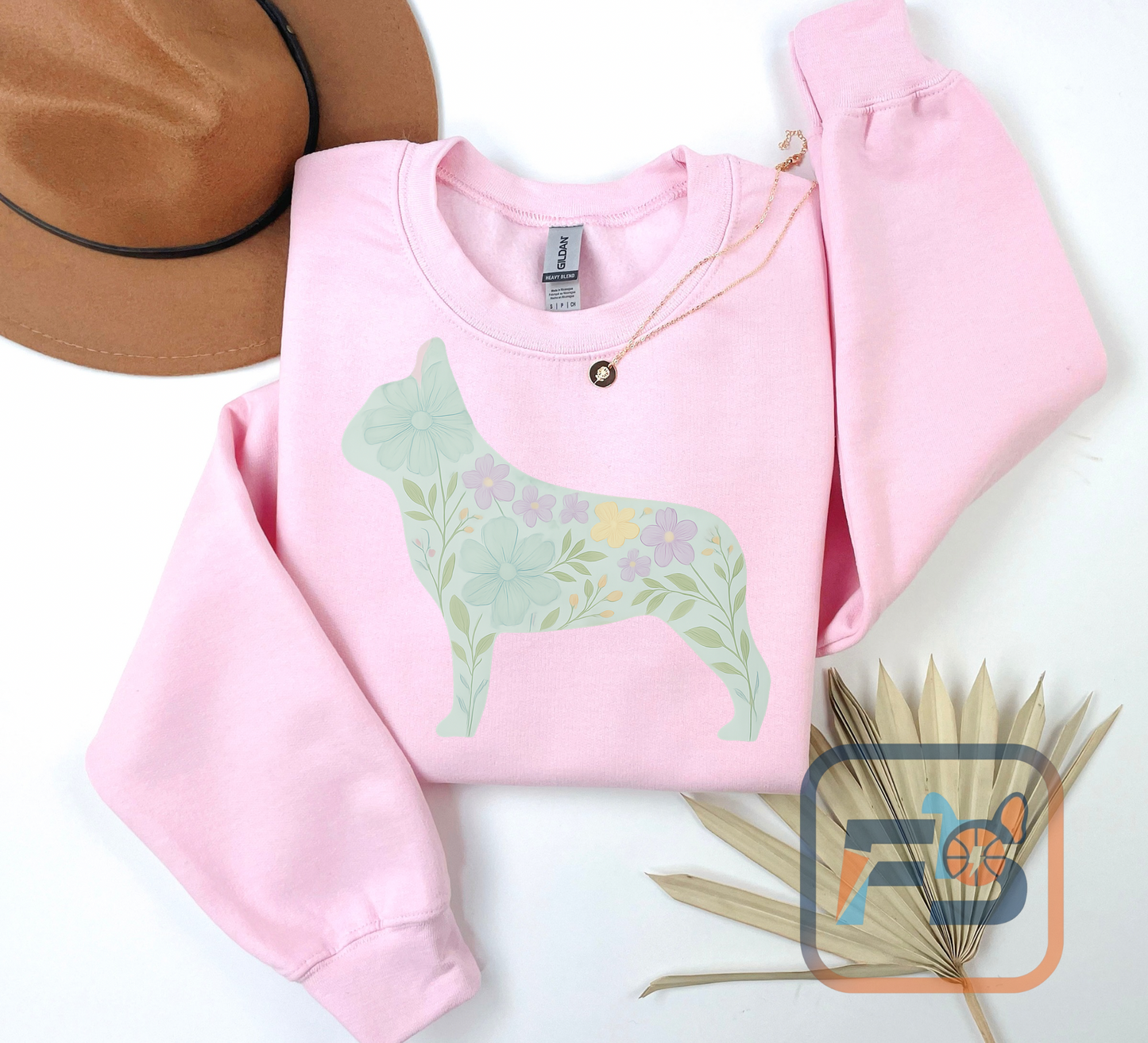 Floral Frenchie Sweatshirt | Pastel French Bulldog Pullover | Feminine Dog Lover Crewneck | Soft Pink Flower Silhouette Sweater