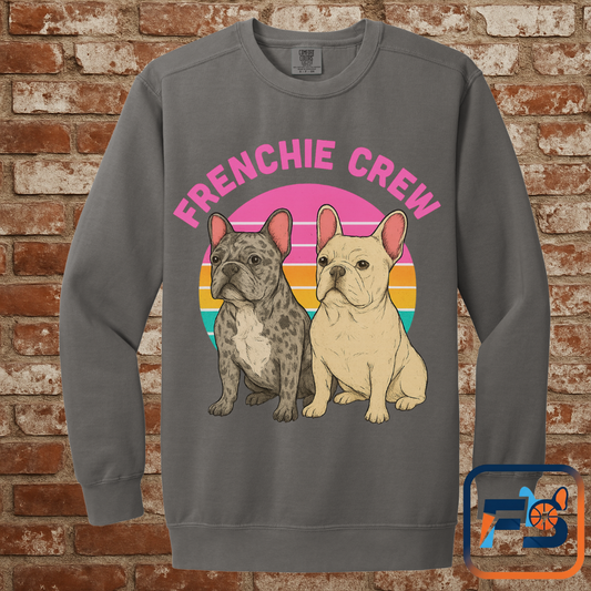 Frenchie Crew Sweatshirt | Retro French Bulldog Pullover | Colorful Dog Mom Crewneck | Vintage Frenchie Lovers Sweater