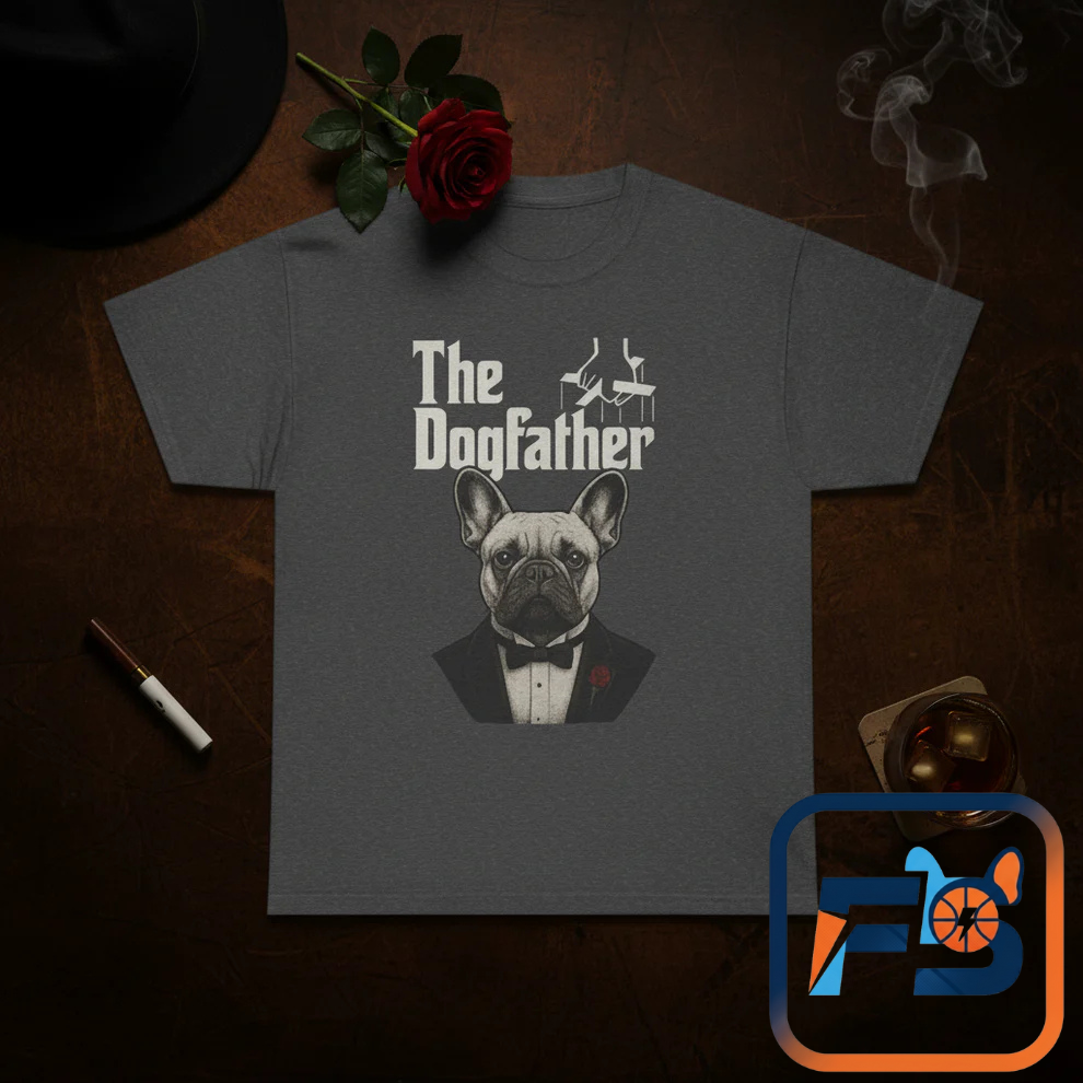 The Dogfather French Bulldog T-Shirt | Funny Dog Dad Tee | Frenchie Lover Gift | Mafia Style Pet Parent Graphic Shirt