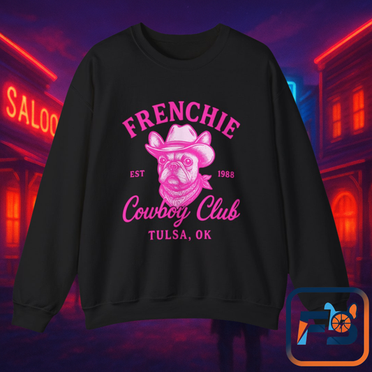 French Bulldog Cowboy Club Pullover | Vintage Western Frenchie Sweatshirt | Cute Dog Lover Gift | Unisex Frenchie Cowboy Sweater