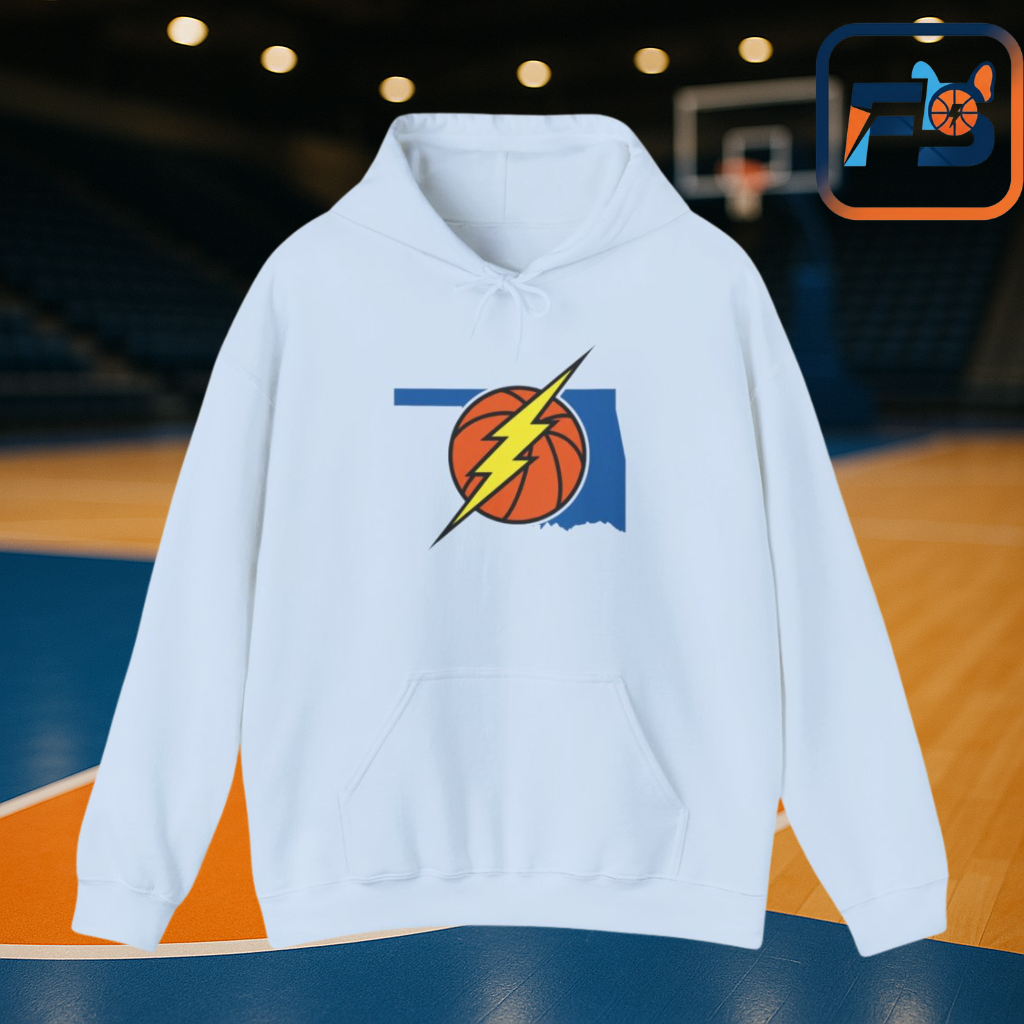 Oklahoma Basketball Lightning Hoodie | Thunder Fan Hoodie | Oklahoma Basketball Sweatshirt | Blue Orange Game Day Hoodie