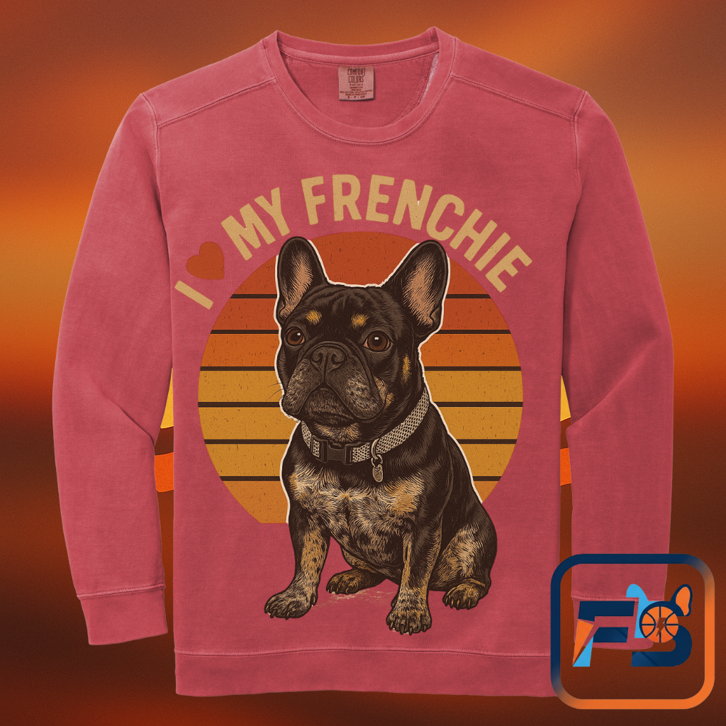 I Love My Frenchie Sweatshirt | Retro French Bulldog Pullover | Vintage Dog Lover Crewneck | Frenchie Mom & Dad Gift