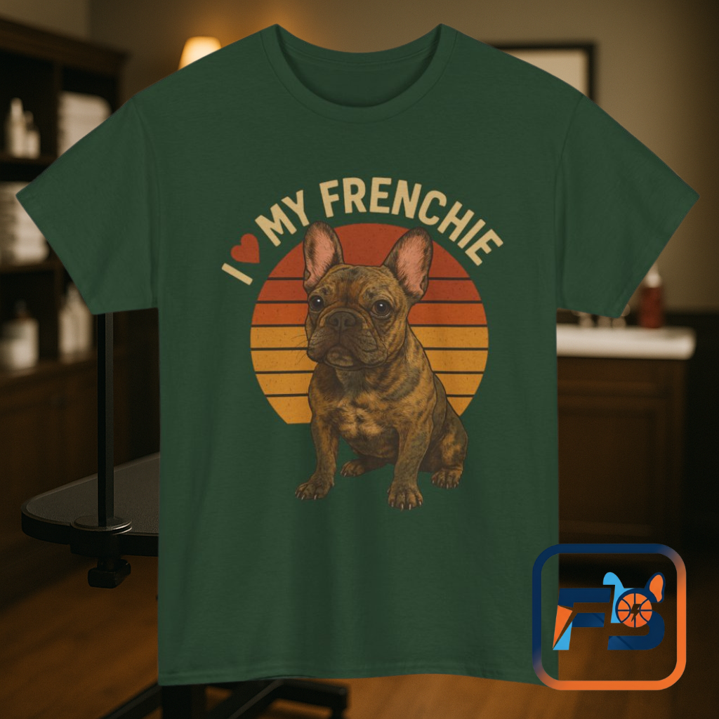 I Love My Frenchie T-Shirt | Brindle French Bulldog Retro Tee | Vintage Dog Lover Shirt | Frenchie Mom & Dad Gift