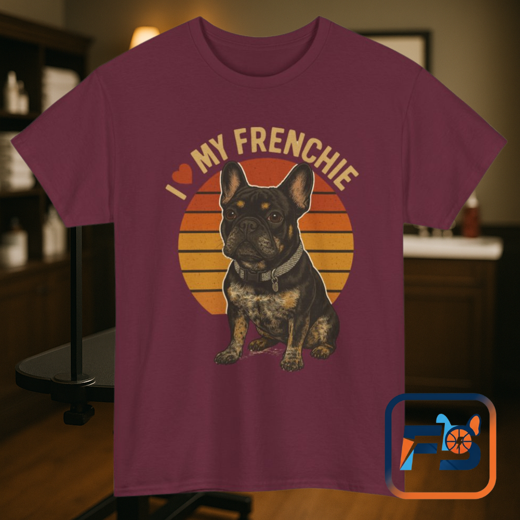 I Love My Frenchie T-Shirt | Retro French Bulldog Tee | Black & Tan Frenchie Gift | Vintage Dog Lover Shirt for Frenchie Moms & Dads