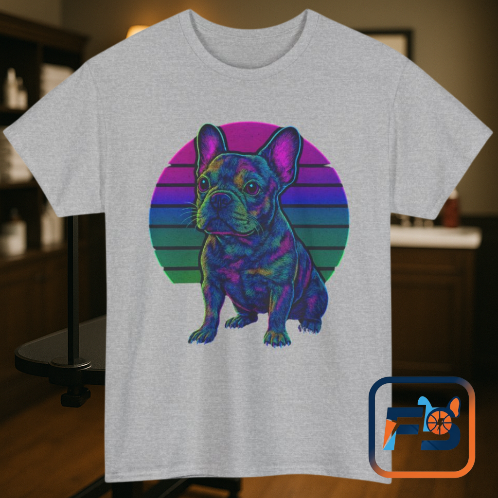 Neon French Bulldog T-Shirt | Retro 80s Frenchie Tee | Colorful Dog Lover Shirt | Electric Frenchie Gift for Men & Women