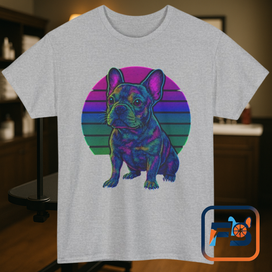 Neon French Bulldog T-Shirt | Retro 80s Frenchie Tee | Colorful Dog Lover Shirt | Electric Frenchie Gift for Men & Women