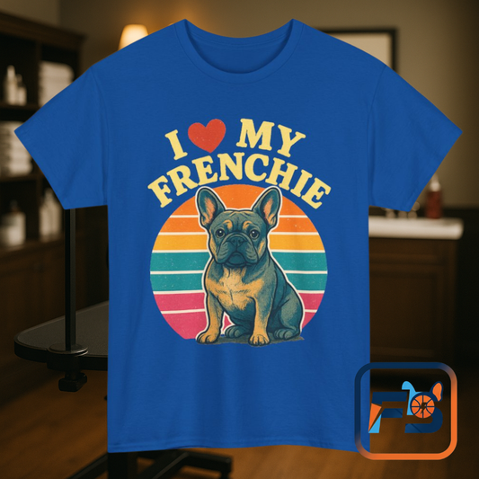 I Love My Frenchie T-Shirt | Retro French Bulldog Tee | Colorful Dog Lover Shirt | Vintage Frenchie Gift for Moms, Dads & Dog Lovers