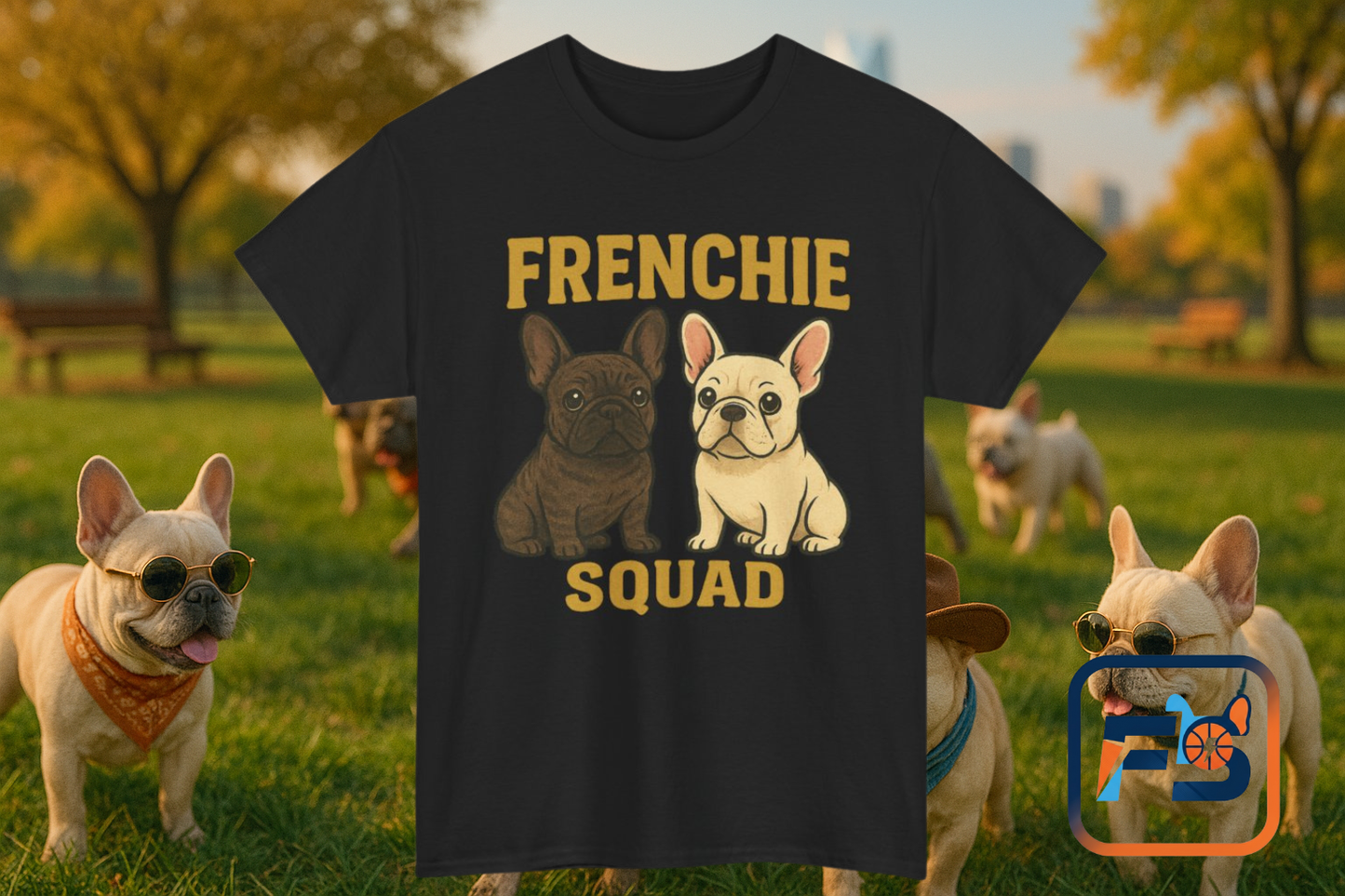 Frenchie Squad T-Shirt | Matching French Bulldog Lover Tee | Retro Dog Mom & Dad Shirt | Cute Frenchie Crew Top | Brindle & Cream Bulldog Graphic