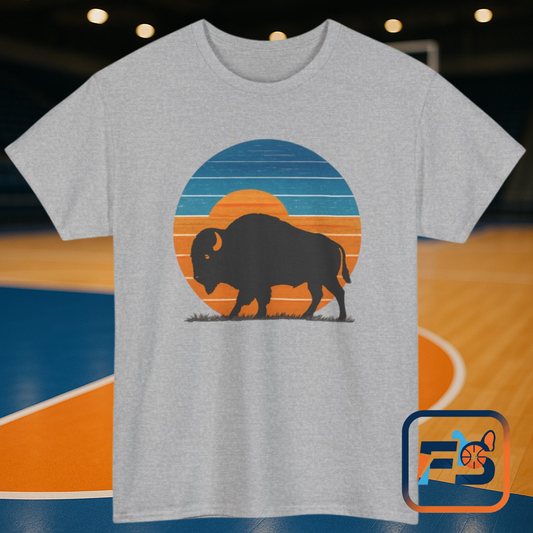 Oklahoma Bison Sunset Shirt | Retro Buffalo Tee | OKC Basketball Colors T-Shirt
