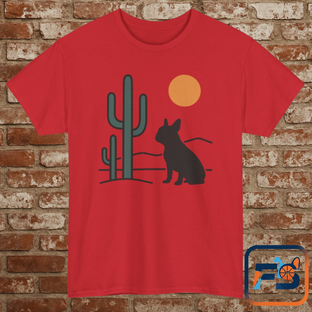 Desert Frenchie T-Shirt | Minimalist Cactus Dog Tee | French Bulldog Desert Sunset Shirt | Pet Lover Gift | Modern Graphic Dog Mom Tee