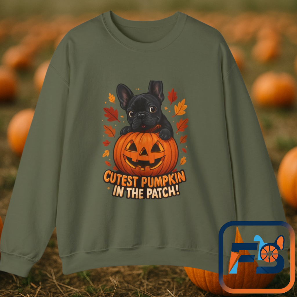 Cutest Pumpkin in the Patch Sweatshirt | Frenchie Fall Crewneck | Halloween Dog Lover Gift | Cozy French Bulldog Pumpkin Patch Pullover