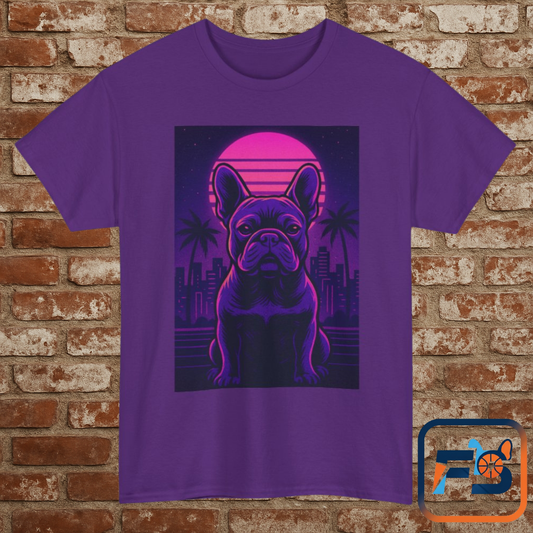 Vaporwave French Bulldog T-Shirt | Retro Neon Dog Tee | 80s Aesthetic Frenchie Shirt | Synthwave Graphic Tee | Cool Gift for Pet Lovers