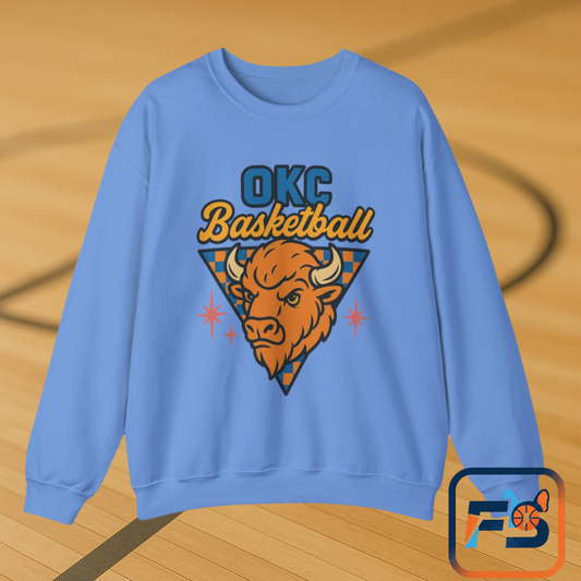 OKC Basketball Sweatshirt | Oklahoma City Retro Sports Crewneck | Bison Graphic Sweatshirt | Cozy Game Day Hoodie Alternative | OKC Fan Gift
