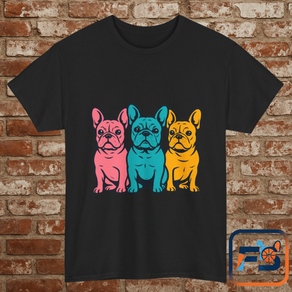 Pop Art French Bulldog T-Shirt | Colorful Frenchie Graphic Tee | Retro Dog Lover Shirt | Bright 80s Style Pet Gift | Fun Unisex Dog Mom Shirt