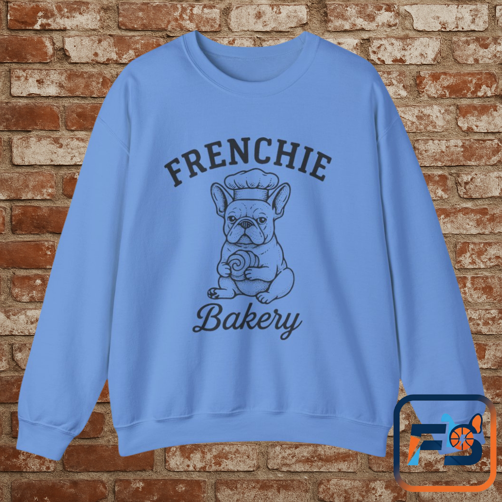 Frenchie Bakery Sweatshirt – Cozy French Bulldog Chef Crewneck, Funny Dog Lover Gift, Vintage Bakery-Inspired Frenchie Sweater