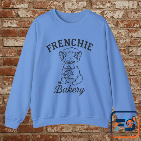 Frenchie Bakery Sweatshirt – Cozy French Bulldog Chef Crewneck, Funny Dog Lover Gift, Vintage Bakery-Inspired Frenchie Sweater
