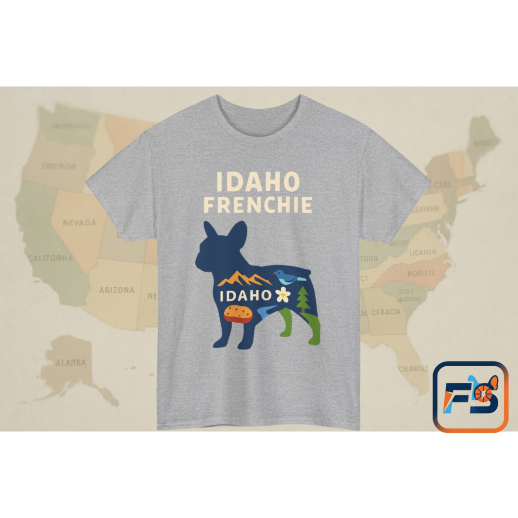 Idaho Frenchie T-Shirt | Idaho Dog Lover Tee | French Bulldog State Shirt | Idaho Gift for Frenchie Owners | Cute Frenchie Graphic Tee