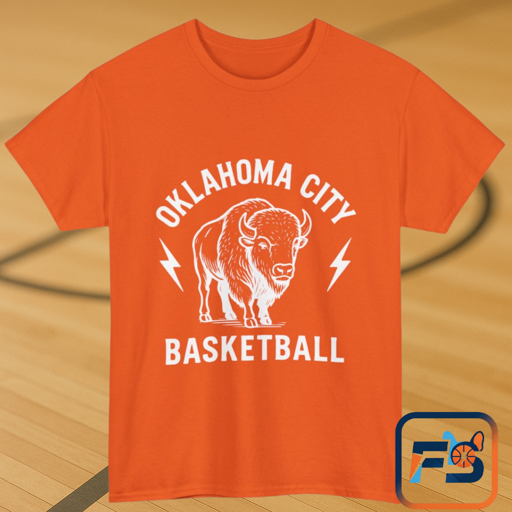 Oklahoma City Bison Basketball Shirt • OKC Hoops Tee • Retro Thunder Spirit T-Shirt • Western Bison Basketball Fan Shirt