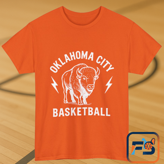 Oklahoma City Bison Basketball Shirt • OKC Hoops Tee • Retro Thunder Spirit T-Shirt • Western Bison Basketball Fan Shirt