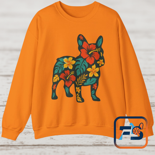 Hawaiian French Bulldog Sweatshirt | Tropical Floral Frenchie Sweater | Summer Dog Lover Gift | Cute Floral Frenchie Pullover