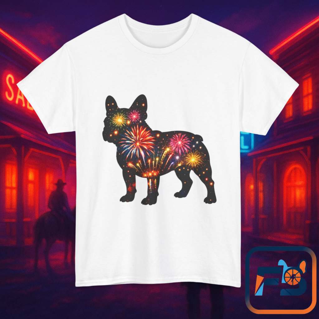 Patriotic French Bulldog Shirt, Fireworks Frenchie Tee, Fourth of July Dog Lover Shirt, Independence Day French Bulldog Gift, USA Dog Tee