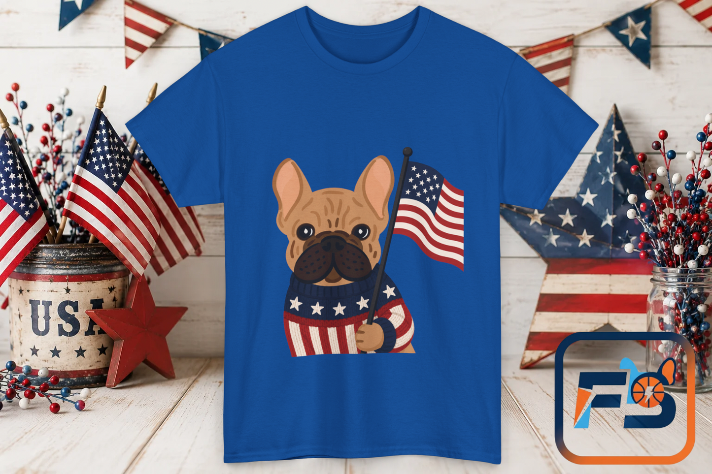 Patriotic French Bulldog Shirt, American Flag Frenchie Tee, Fourth of July Dog Lover Shirt, USA French Bulldog Gift, Patriotic Puppy Sweater Tee