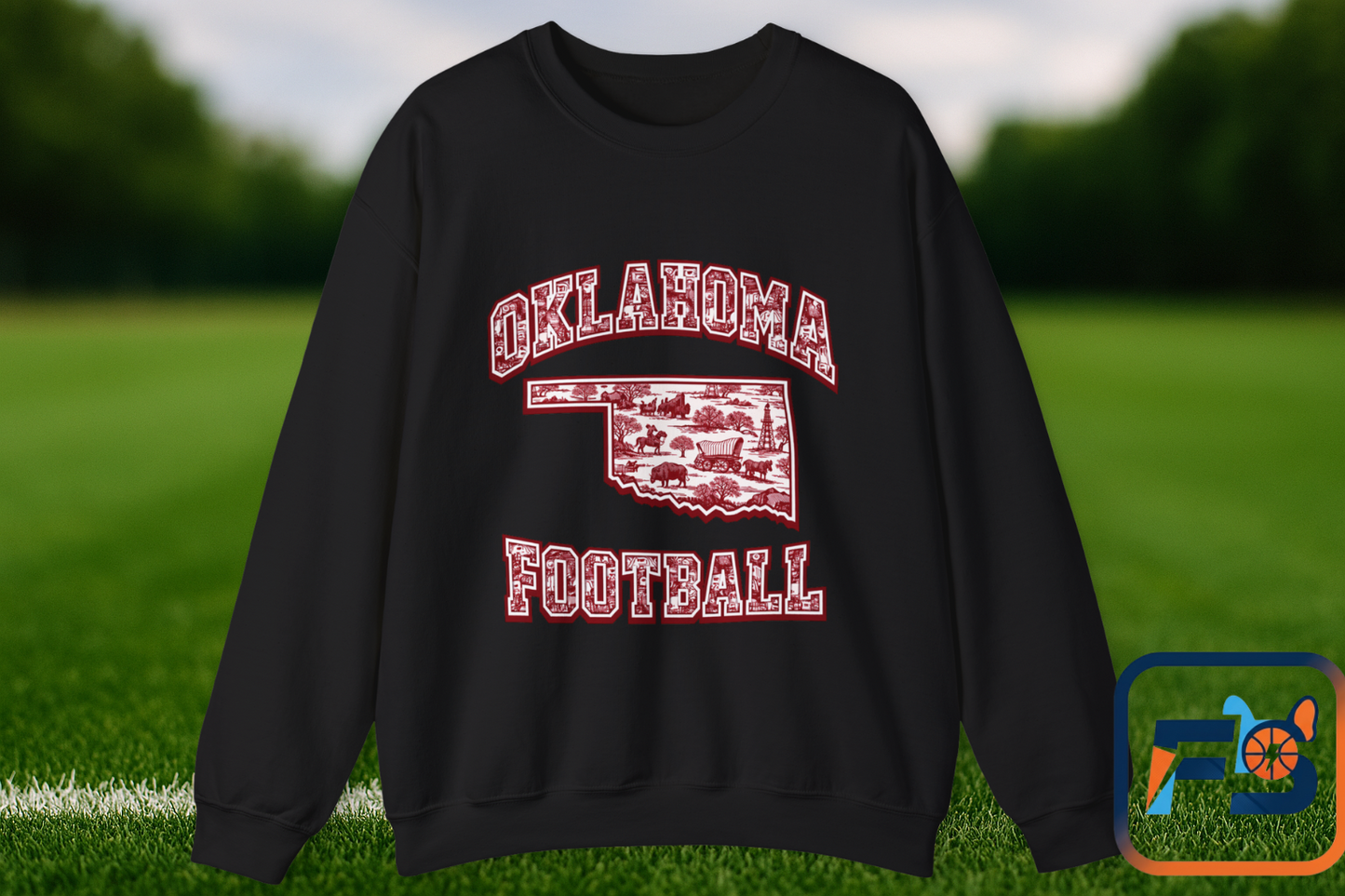 Oklahoma Football Sweatshirt, Oklahoma State Toile Crewneck, Crimson Game Day Sweatshirt, Oklahoma Fan Gift, Vintage Football Crewneck, sooner