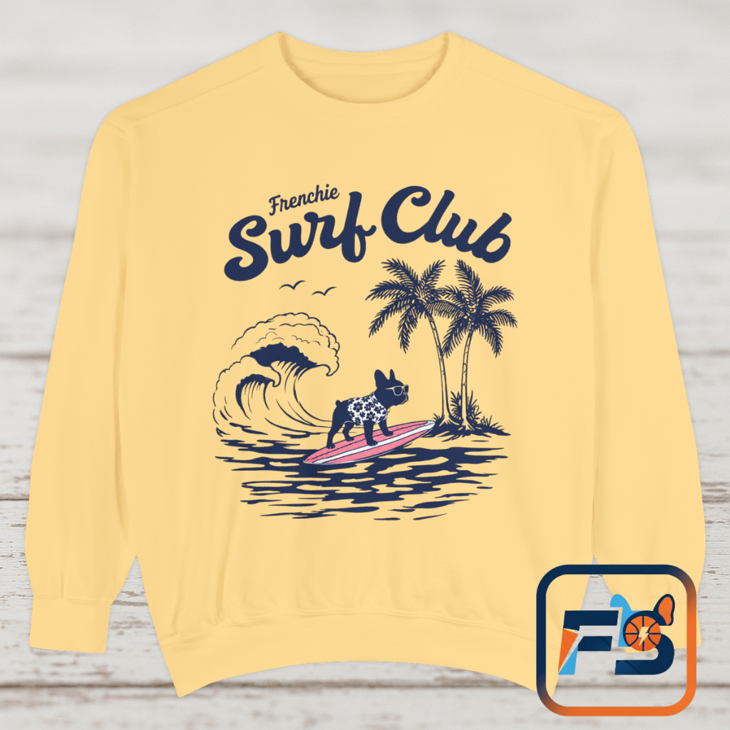 Surf Club Sweatshirt — Frenchie Surfing Graphic Crewneck