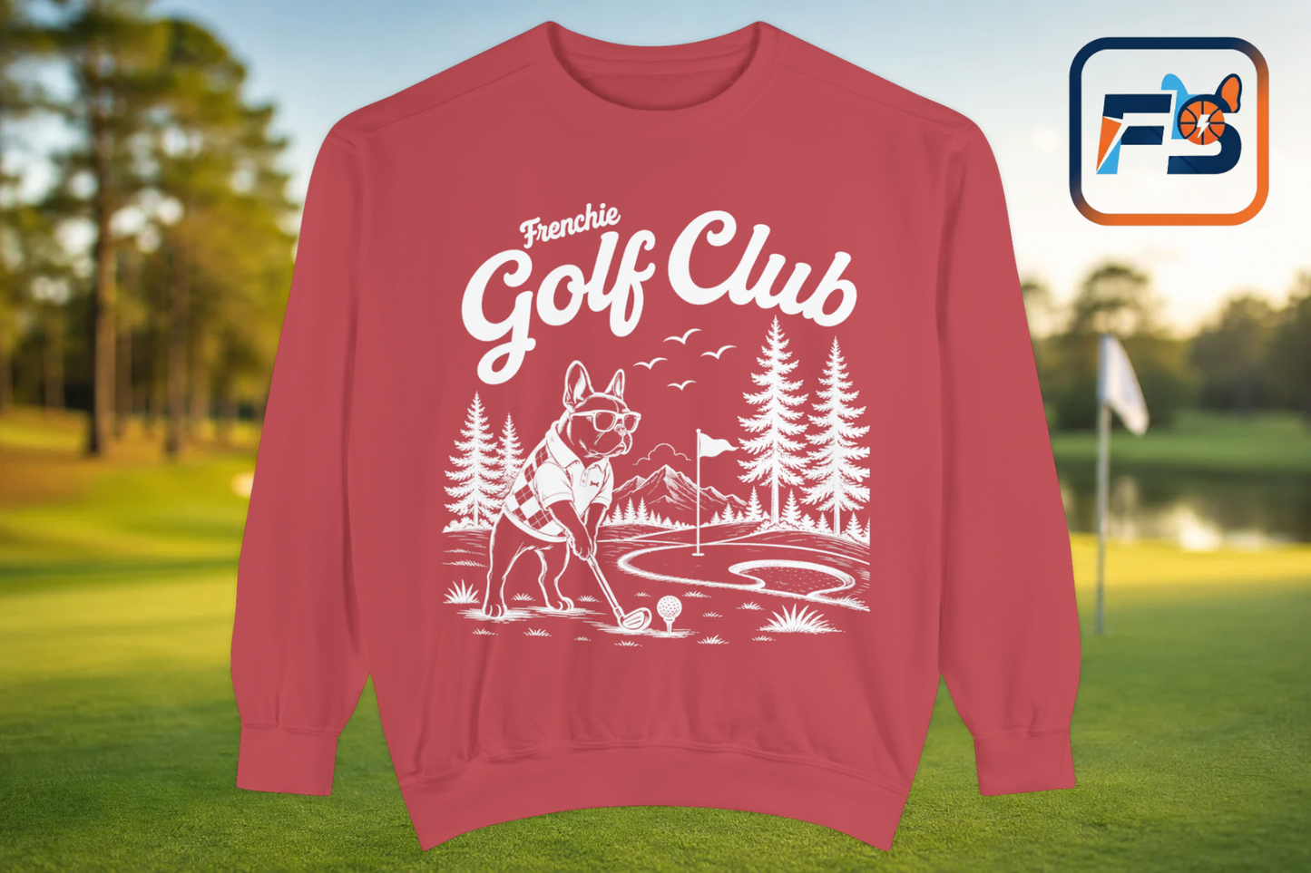 Frenchie Golf Club Sweatshirt, Golfing French Bulldog Crewneck, Golf Lover Dog Sweatshirt, Country Club Frenchie Gift, Vintage Golf Sweatshirt