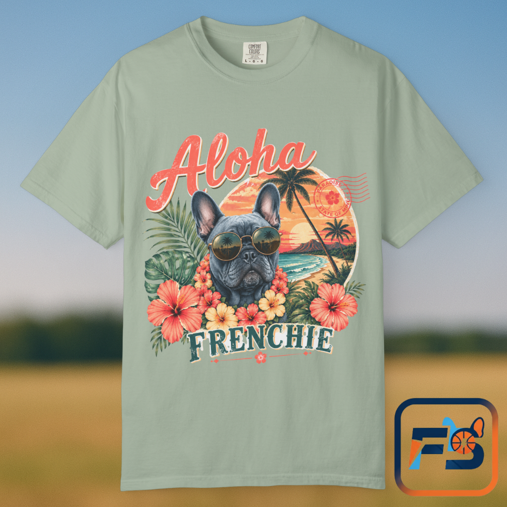 Aloha Frenchie T-Shirt — Hawaiian Sunset French Bulldog Tee