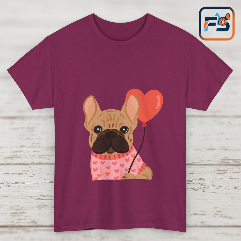 Valentine French Bulldog Shirt, Cute Frenchie Heart Balloon Tee, French Bulldog Valentine Gift, Dog Mom Valentine’s Shirt, Frenchie Love Tee